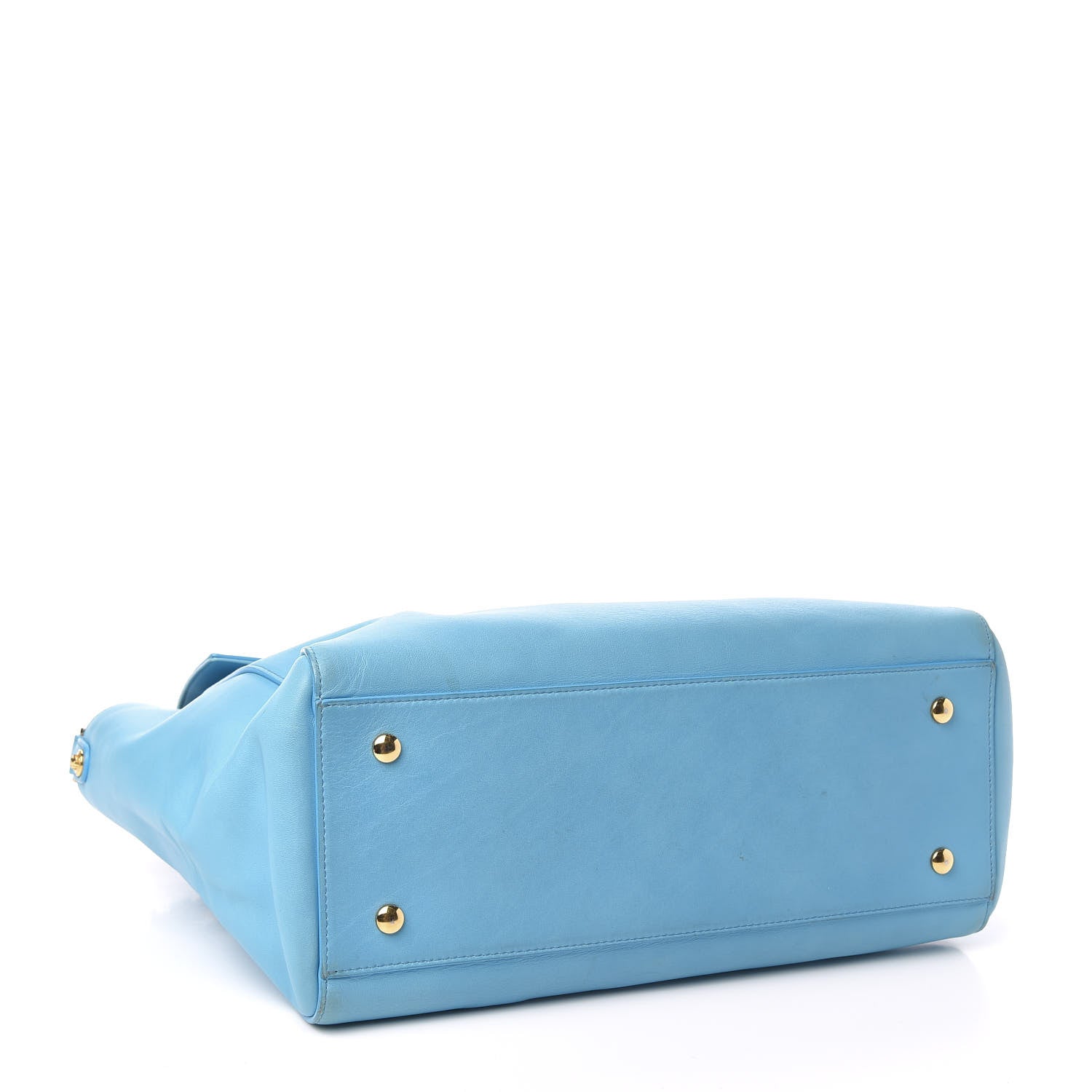 Versace Calfskin Large Signature Satchel Blue 5 of 14