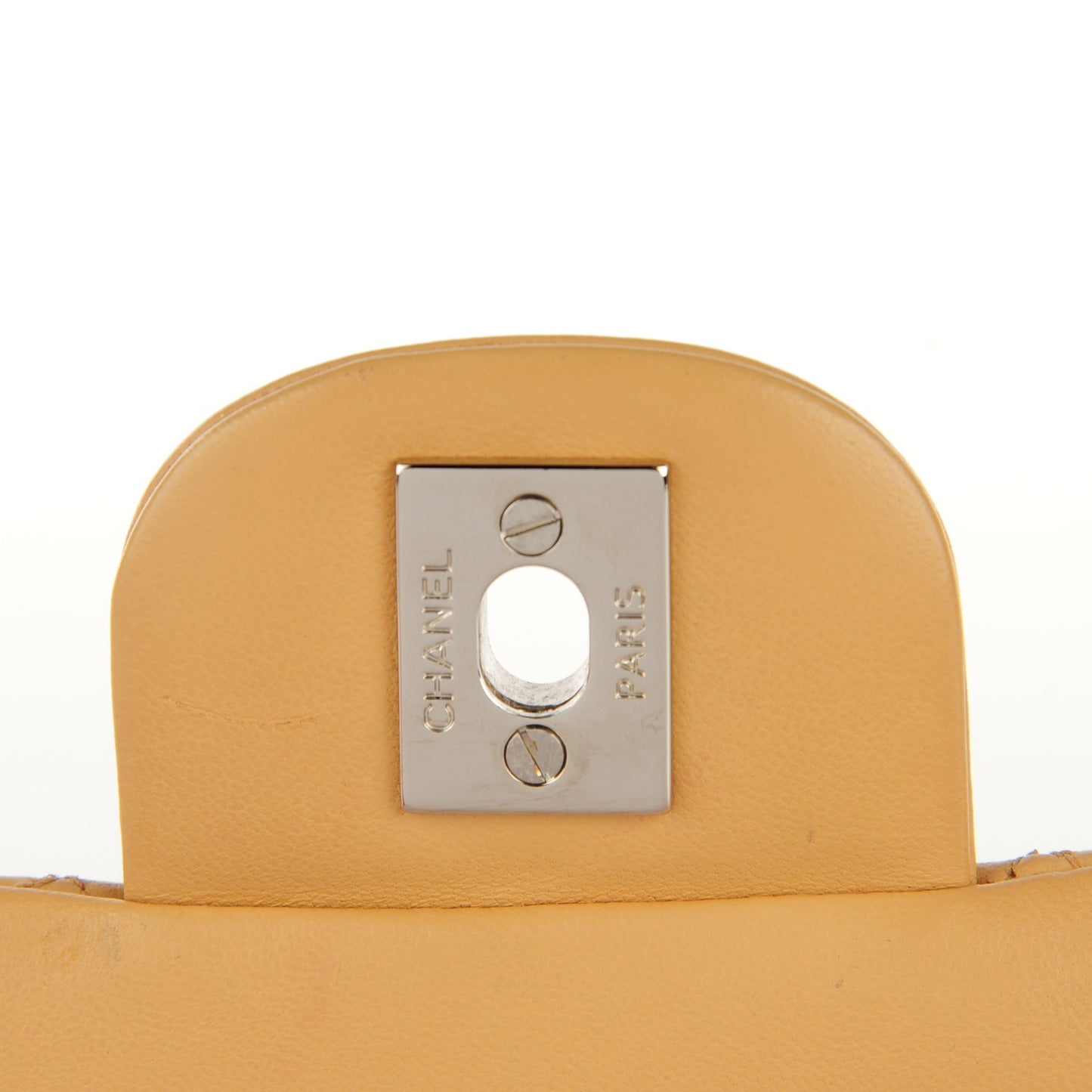 Lambskin Quilted Medium Double Flap Beige