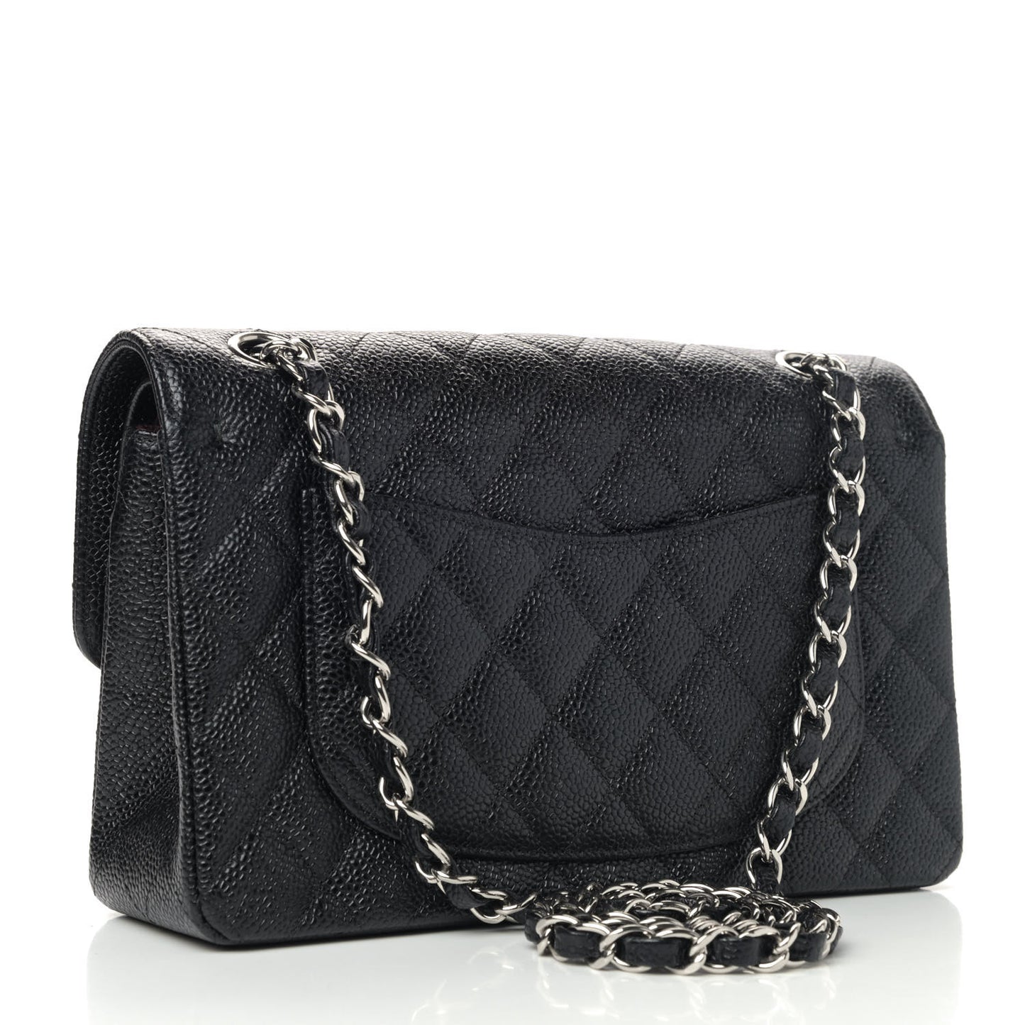 Caviar Quilted Small Double Flap Black