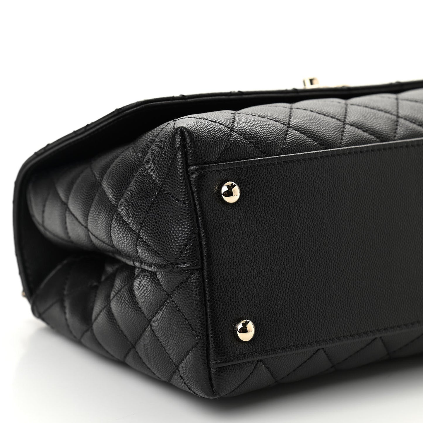 Caviar Lizard Quilted Small Coco Handle Flap Black