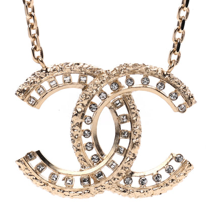 Chanel Crystal Textured CC Necklace Gold 4 of 7
