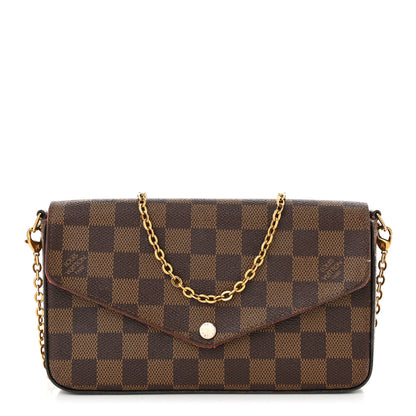 Louis Vuitton Damier Ebene Pochette Felicie Chain Wallet 1 of 15