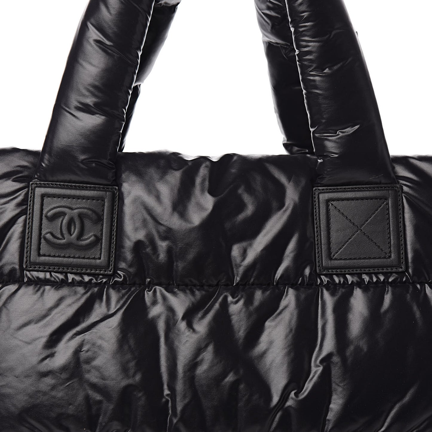 Nylon Quilted Medium Coco Cocoon Reversible Tote Black