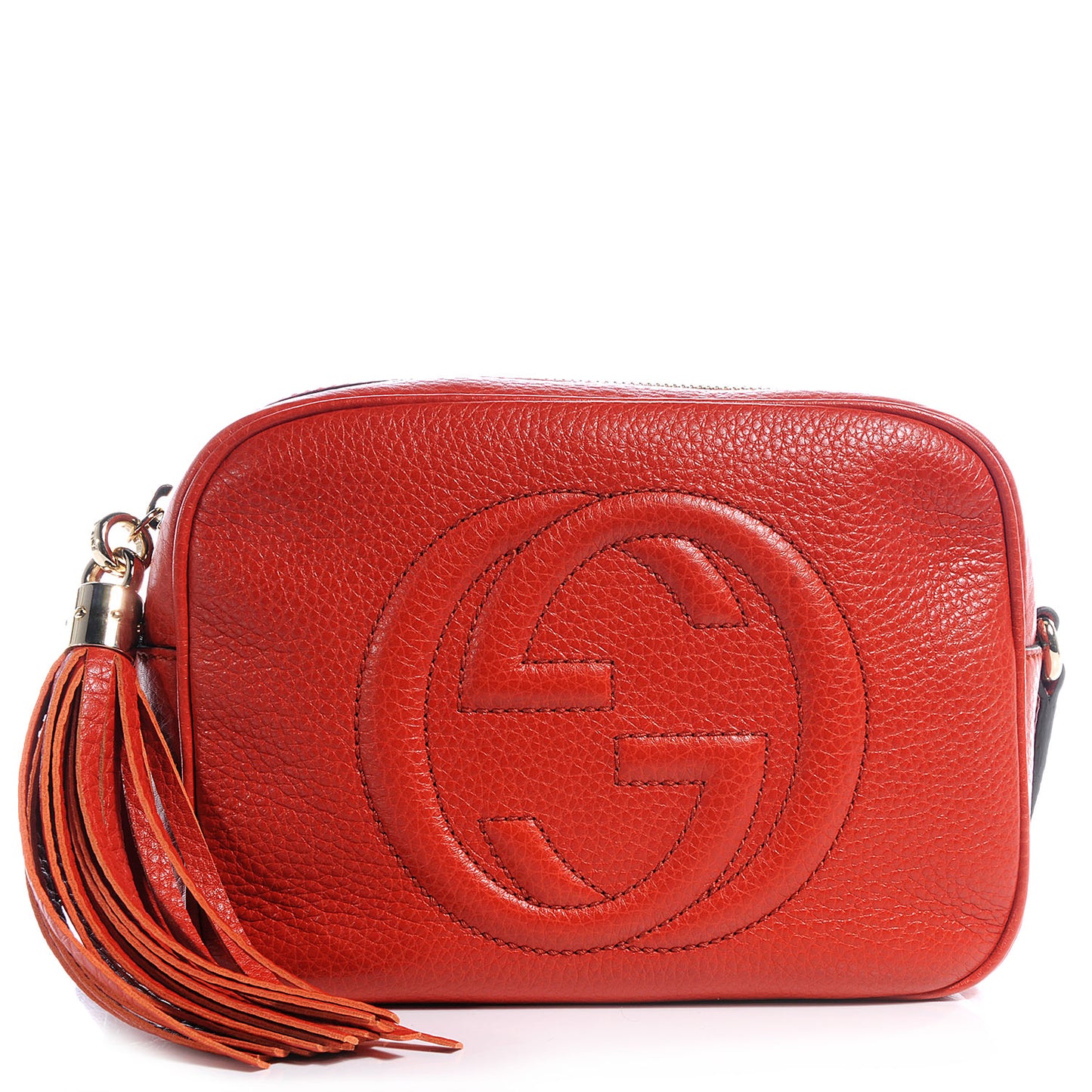 Pebbled Calfskin Small Soho Disco Bag Sun Orange