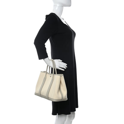 Hermes Chevron Herringbone Toile Negonda Garden Party 30 TPM Tote Nata Beton 2 of 11