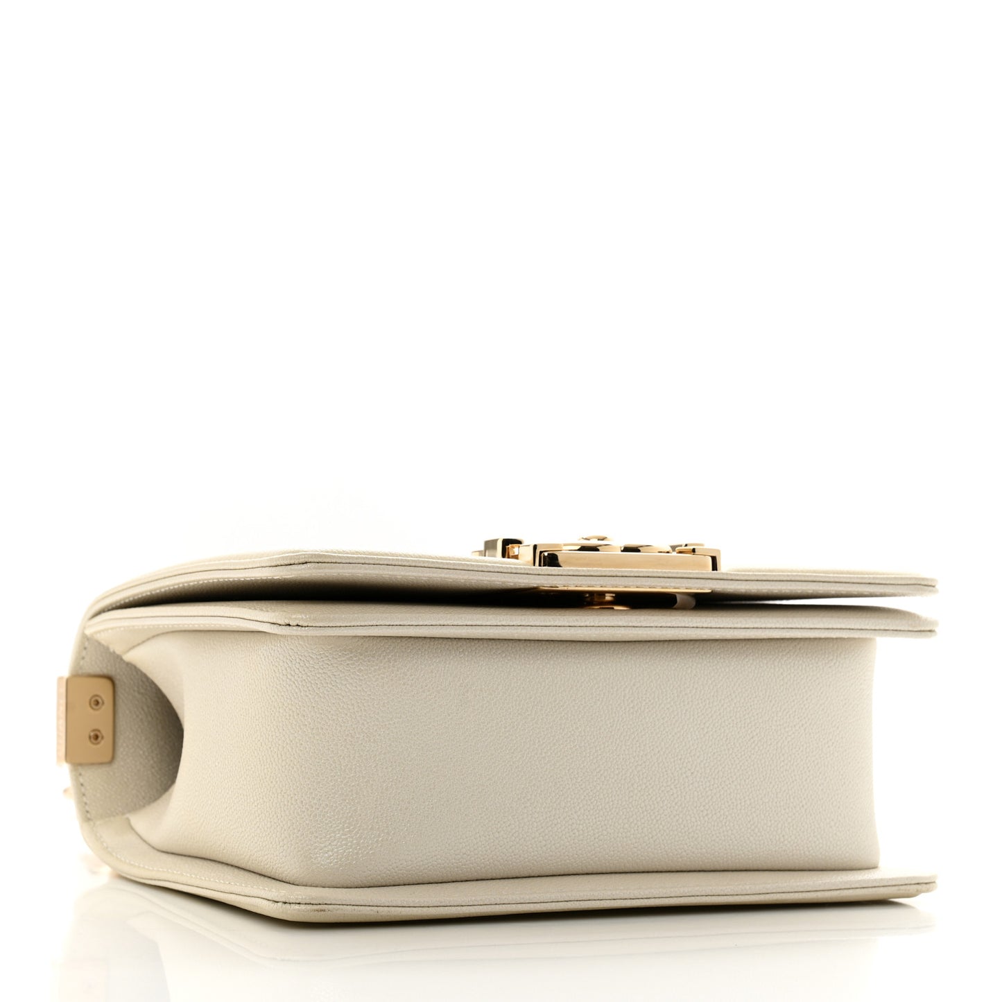 Iridescent Caviar Mini Boy Flap White