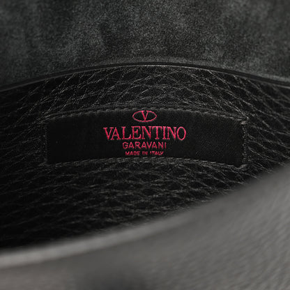Valentino Garavani Calfskin Small Guitar Strap Rockstud Rolling Shoulder Flap Bag Black 6 of 10