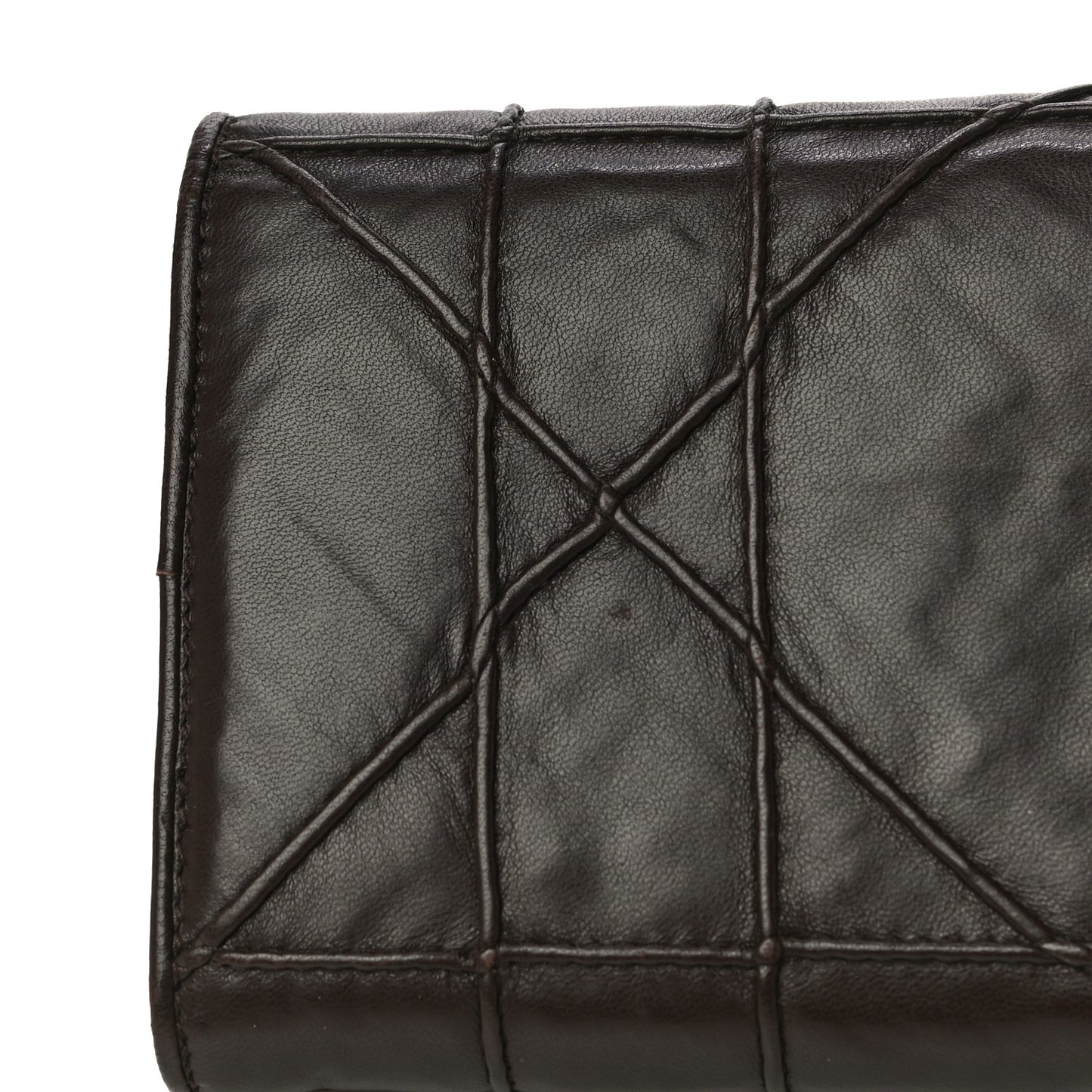 Lambskin Cannage Rendezvous Chain Wallet Brown