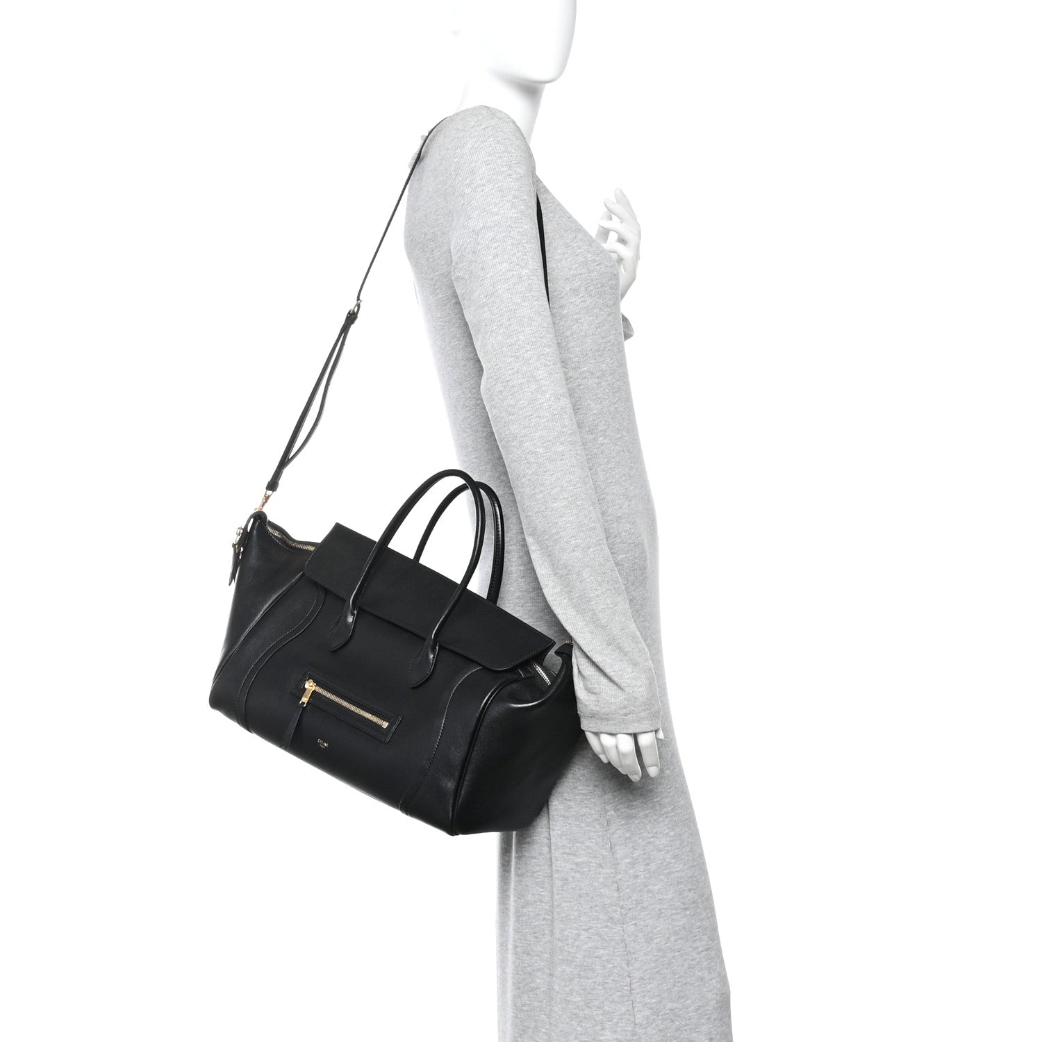 Celine Supple Shiny Lambskin Luggage Black 2 of 10