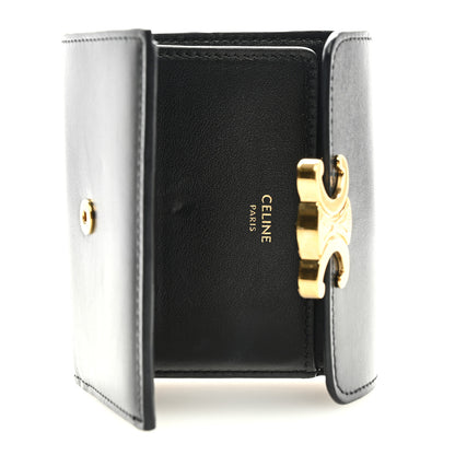 Celine Calfskin Compact Triomphe Wallet With Coin Purse Black 6 of 7