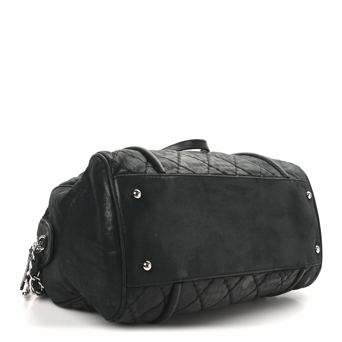 Iridescent Calfskin Quilted Relax CC Bowler Bag Black