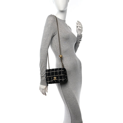 Chanel Tweed Quilted Mini Pearl Crush Flap Black White 2 of 10