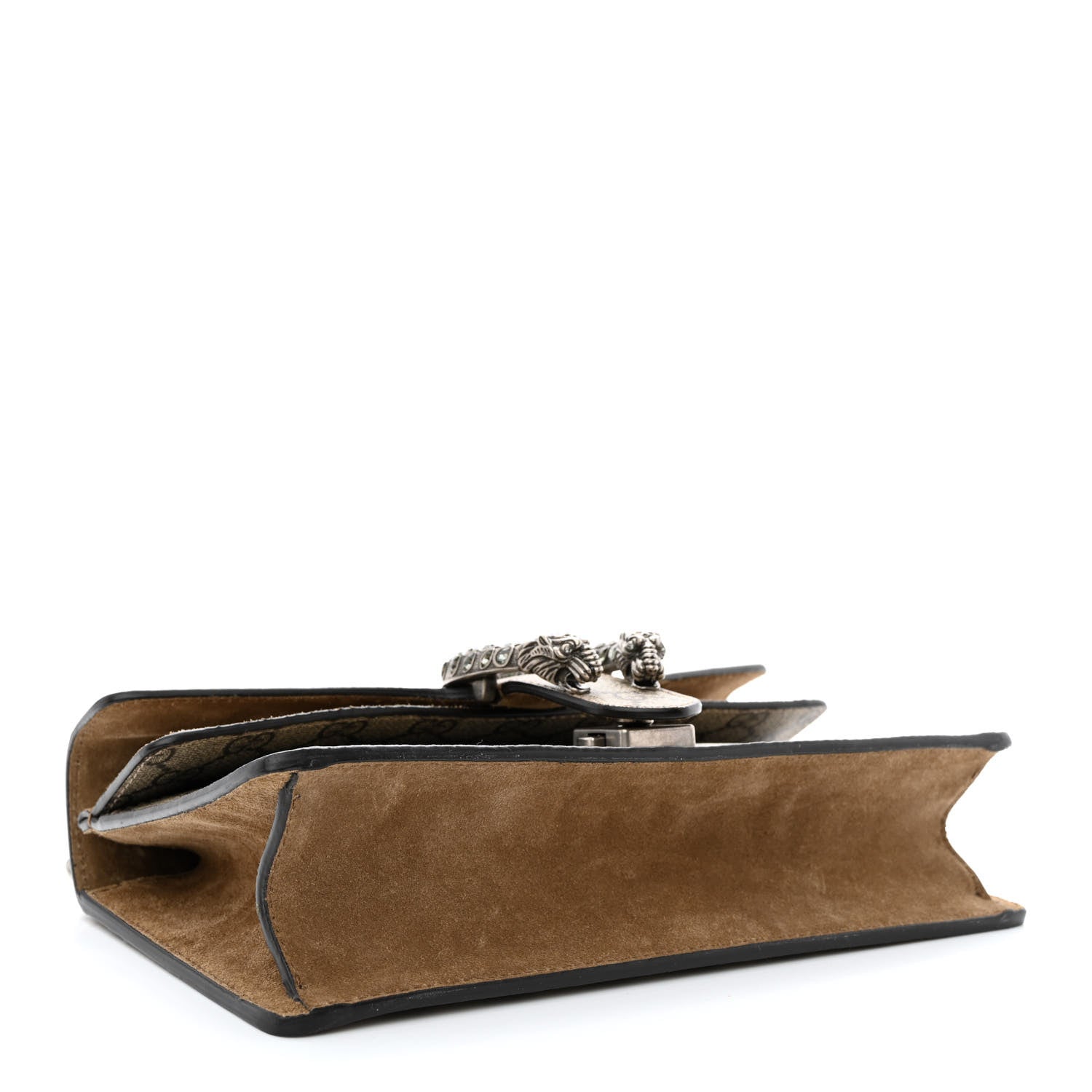 Gucci GG Supreme Monogram Suede Crystal Small Dionysus Shoulder Bag Beige Ebony Taupe 4 of 15
