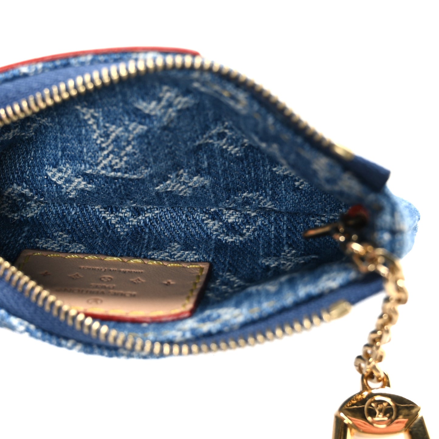 Monogram Denim Key Pouch Denim Blue