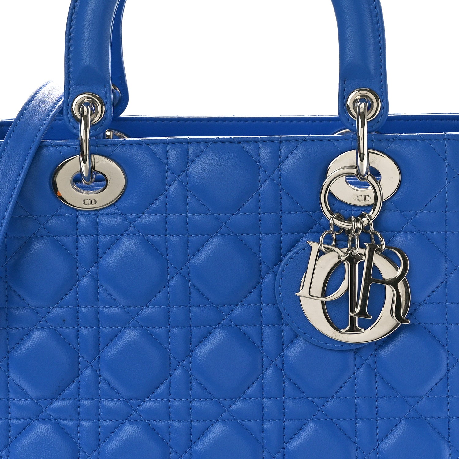 Christian Dior Lambskin Cannage Medium Lady Dior Blue Persan 8 of 12