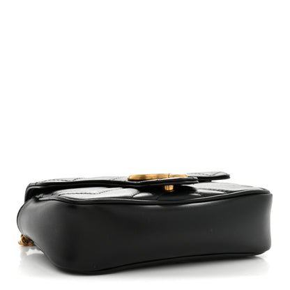 Gucci Calfskin Matelasse Super Mini GG Marmont Shoulder Bag Black 4 of 12