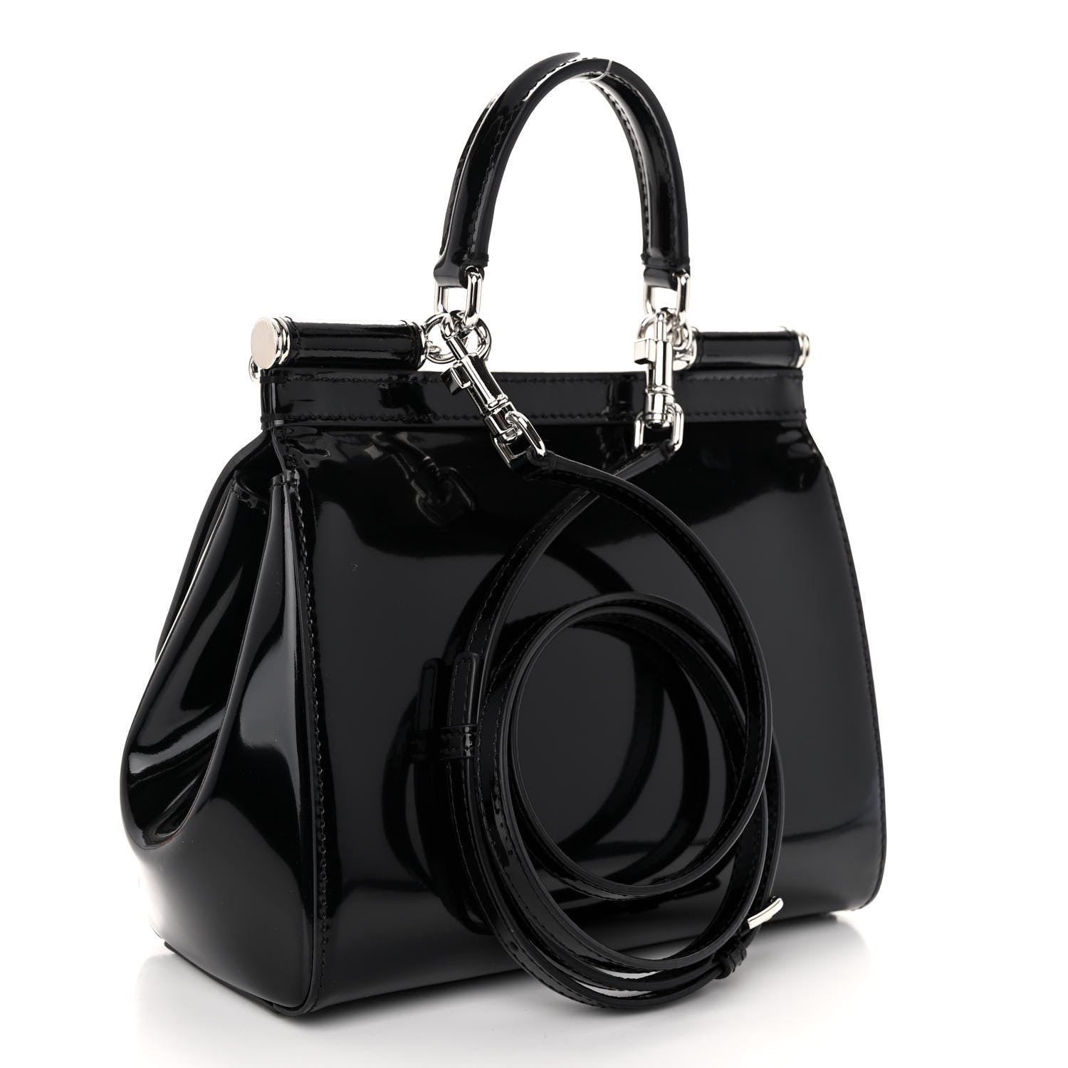 Dolce & Gabbana Patent Small Miss Sicily Satchel Black 3 of 9