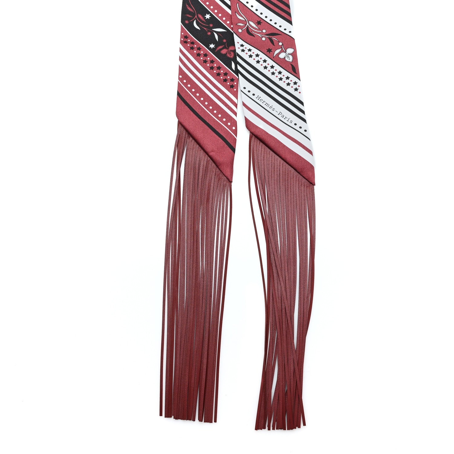 Hermes Silk Festival Des Amazones Bandana Fringed Twilly Rouge H 2 of 4