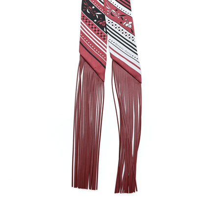 Hermes Silk Festival Des Amazones Bandana Fringed Twilly Rouge H 2 of 4