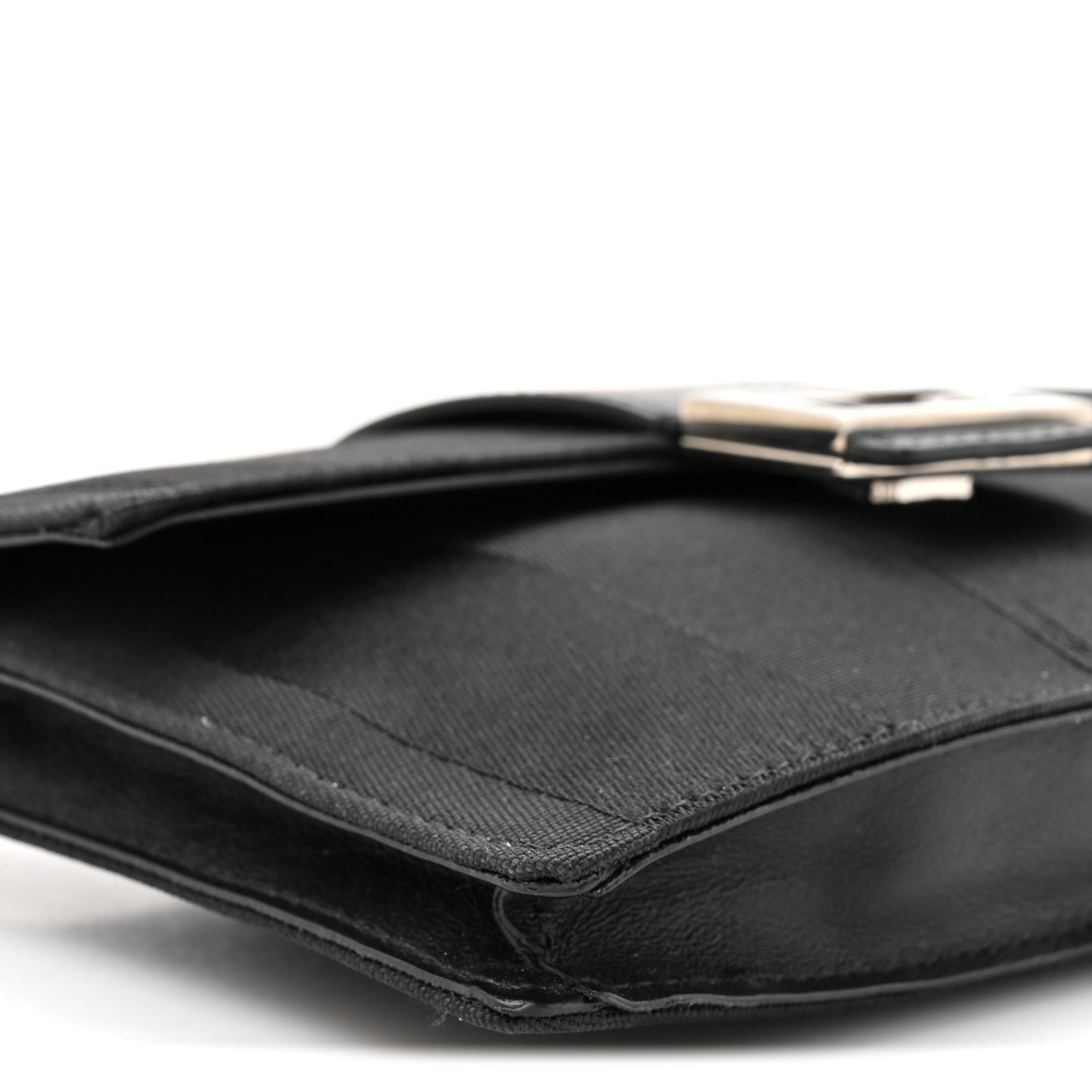Recycled Nylon Vitello Grace Light Pequin Baguette Belt Pouch Black