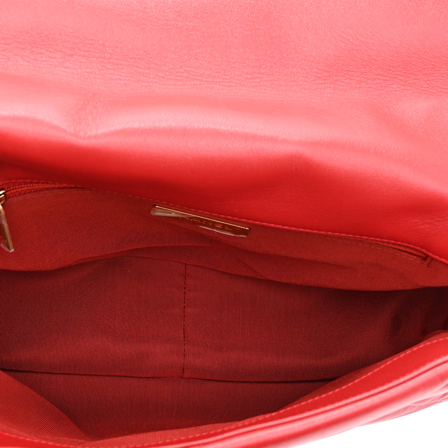Goatskin Quilted Large Chanel 19 Flap Red