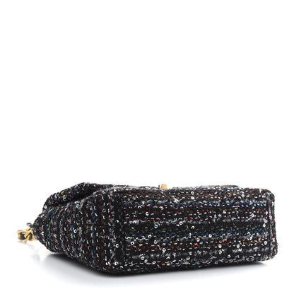 Chanel Tweed Sequin Quilted Medium Chanel 19 Flap Black Multicolor 4 of 9