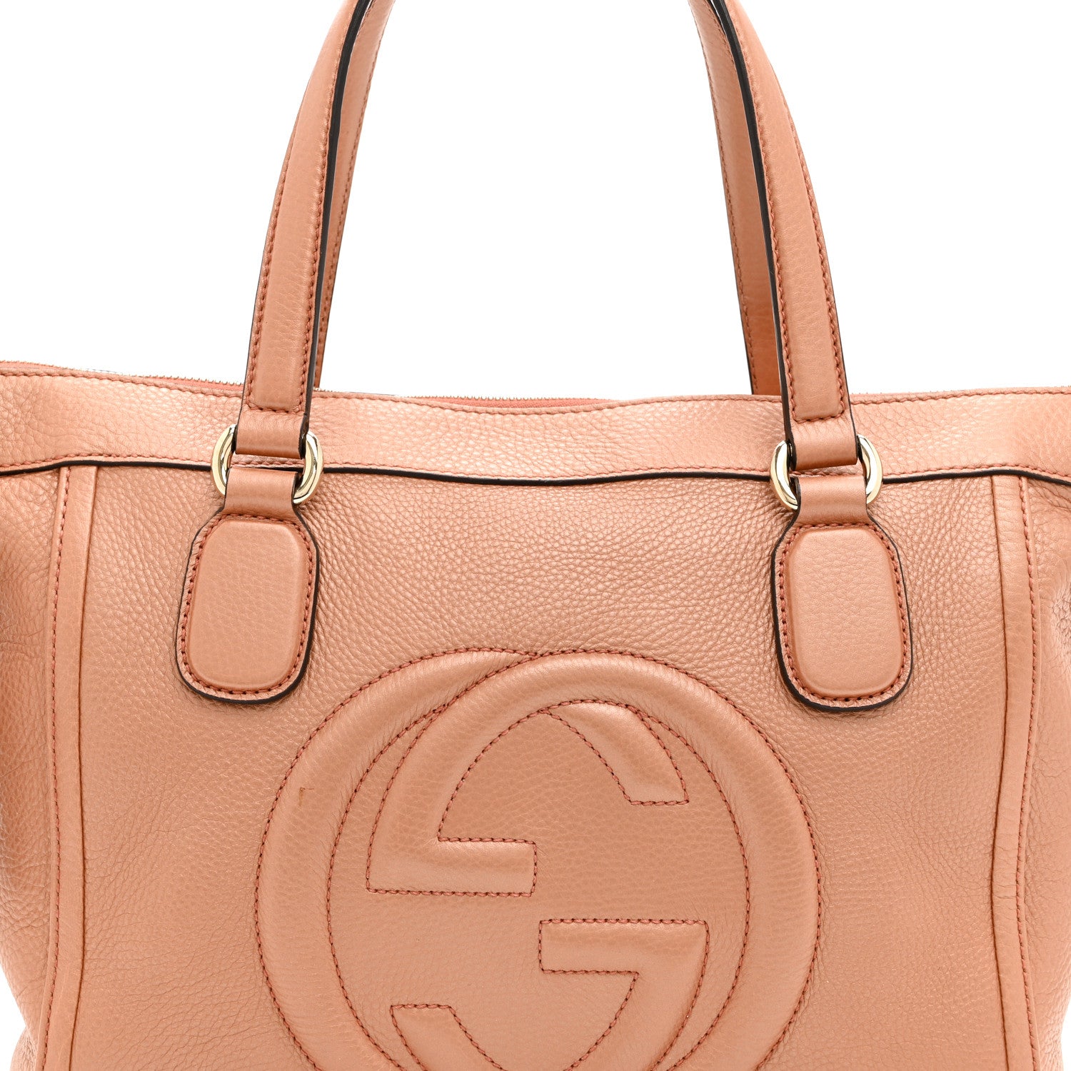 Gucci Metallic Pebbled Calfskin Small Soho Top Handle Bag Blush 9 of 11