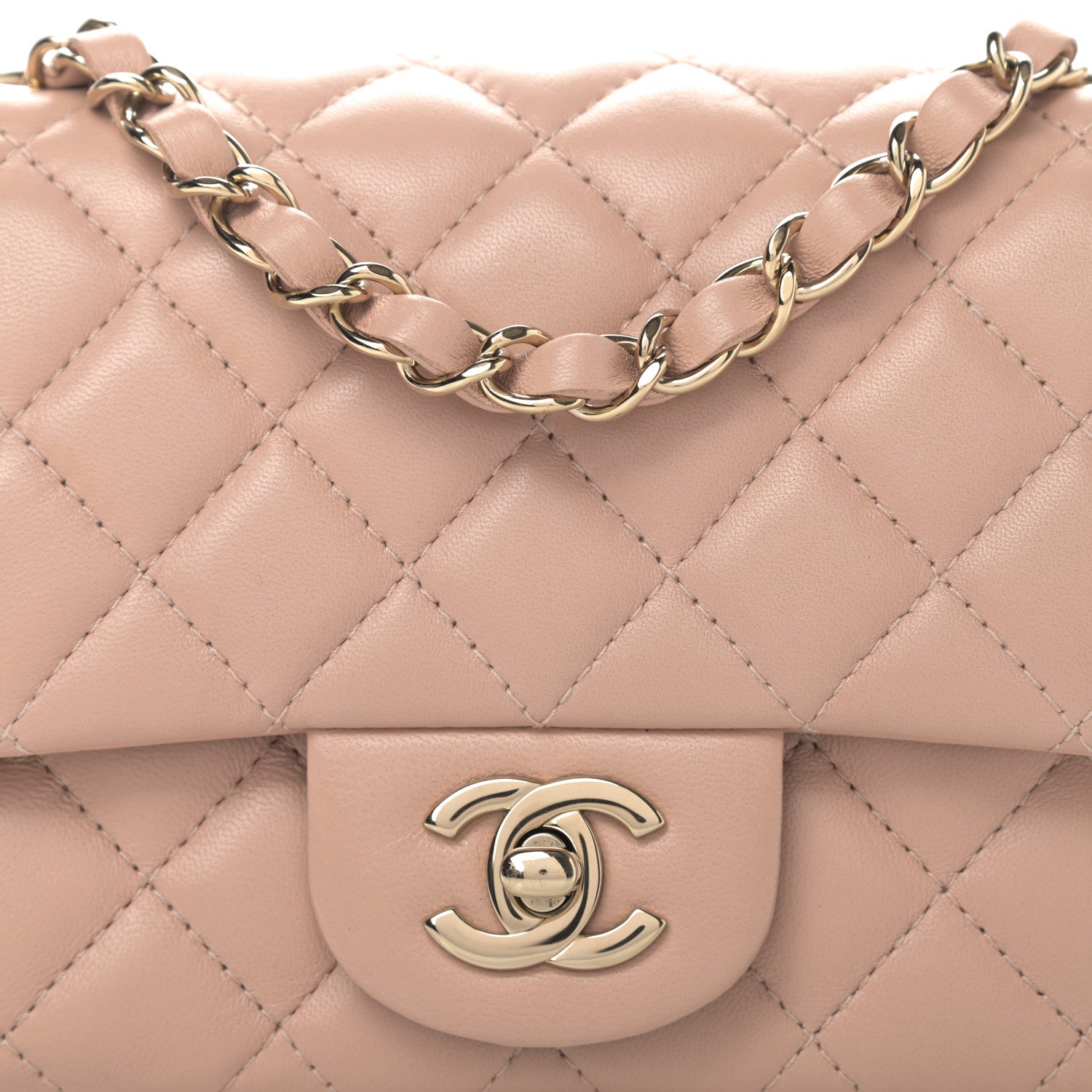 Chanel Lambskin Quilted Mini Square Flap Beige 9 of 9