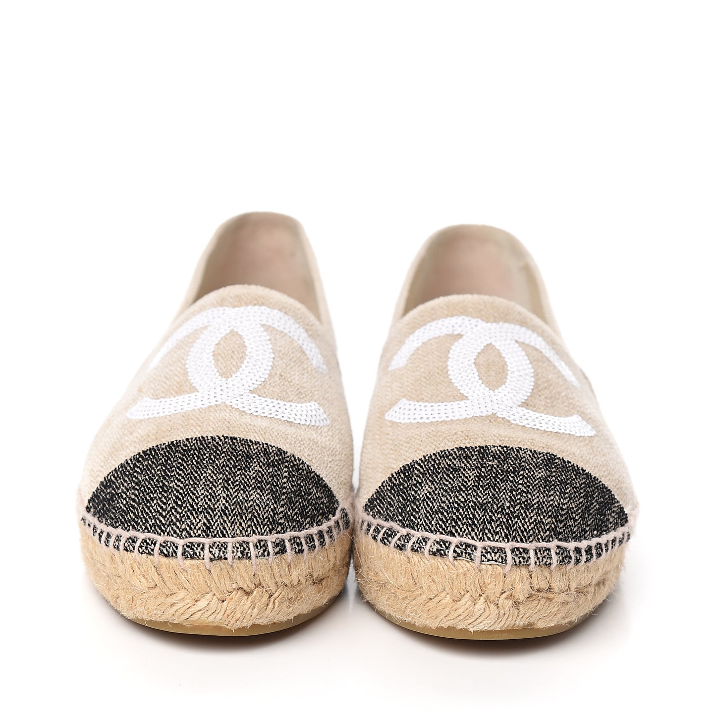 Toile Sequin CC Espadrilles 40 Beige Black