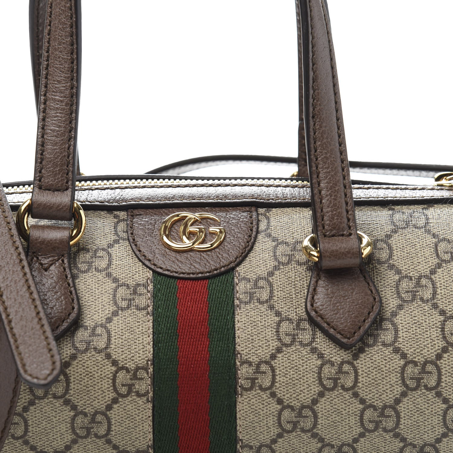 Gucci GG Supreme Monogram Web Small Ophidia Boston Bag Beige New Acero 12 of 13