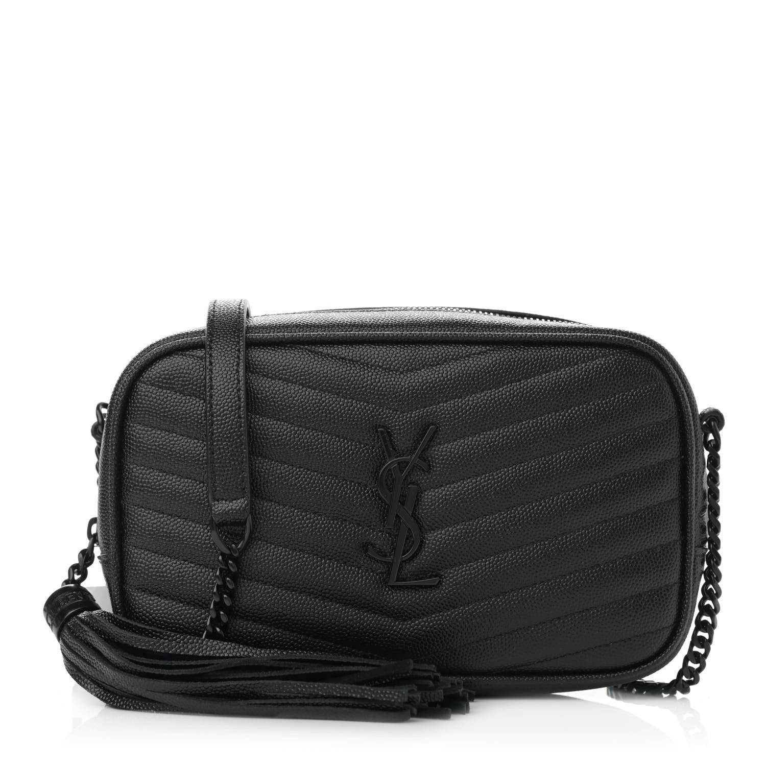 Saint Laurent Grain De Poudre Matelasse Monogram Mini Lou Camera Bag Black 1 of 10