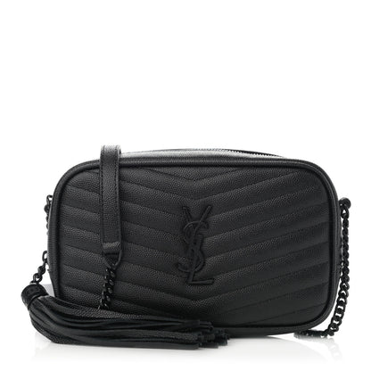 Saint Laurent Grain De Poudre Matelasse Monogram Mini Lou Camera Bag Black 1 of 10
