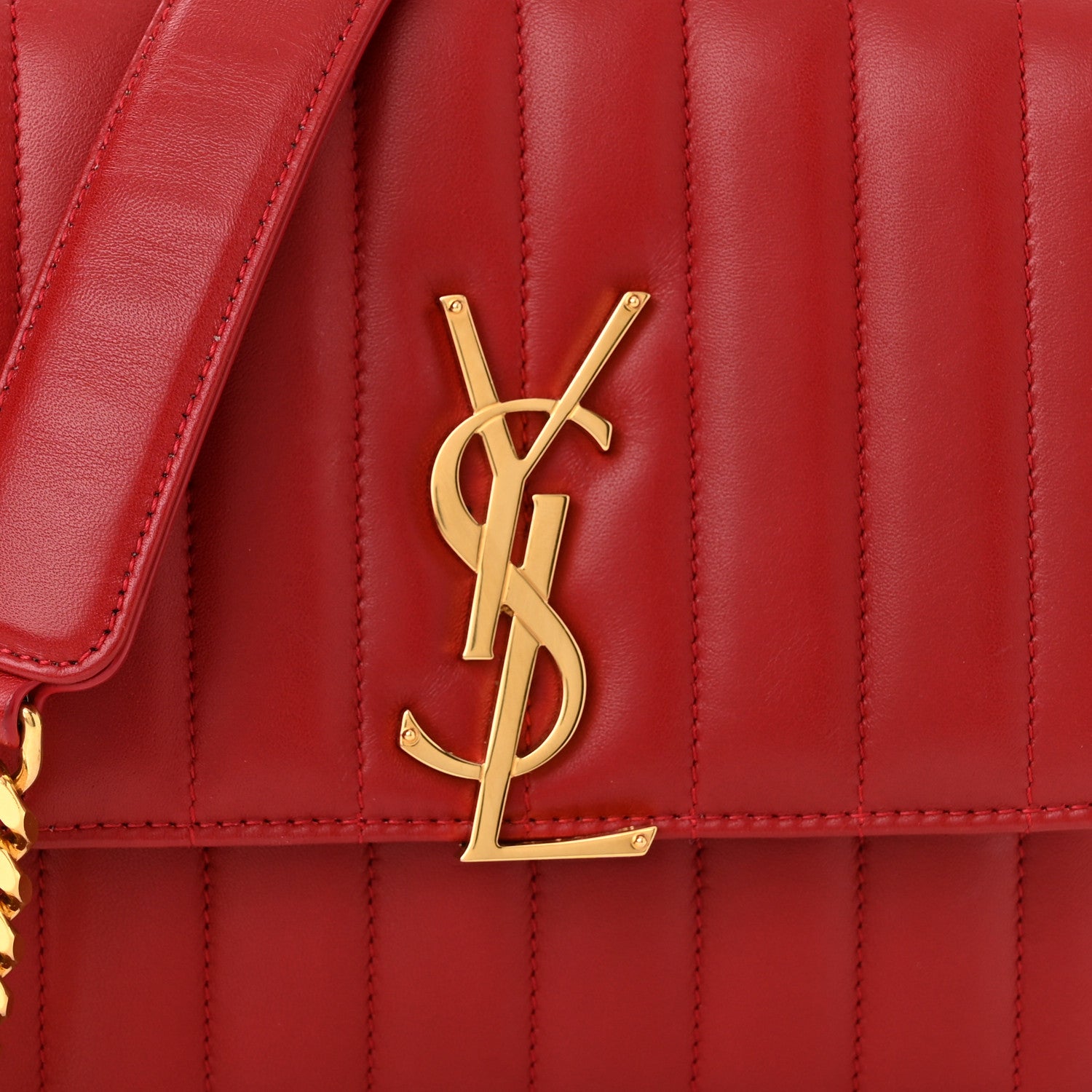 Saint Laurent Lambskin Matelasse Monogram Medium Vicky Chain Bag Rouge Eros 8 of 12