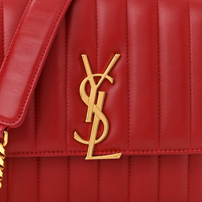 Saint Laurent Lambskin Matelasse Monogram Medium Vicky Chain Bag Rouge Eros 8 of 12