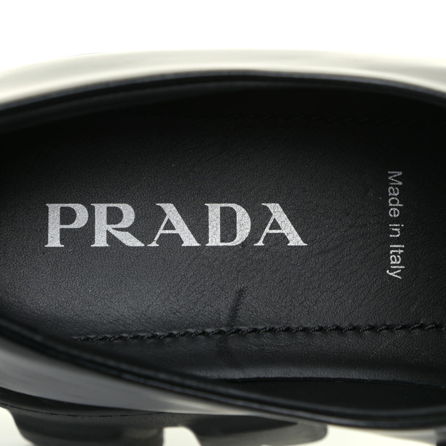 Prada Spazzolato Triangle Logo Monolith Pointy 55mm Loafers 37.5 Black 12 of 17