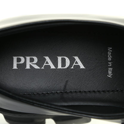 Prada Spazzolato Triangle Logo Monolith Pointy 55mm Loafers 37.5 Black 12 of 17