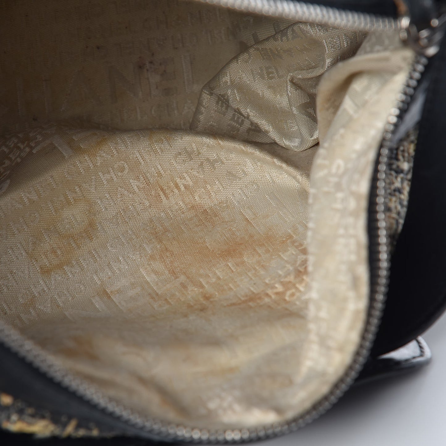 Tweed Lambskin Shoulder Bag Black