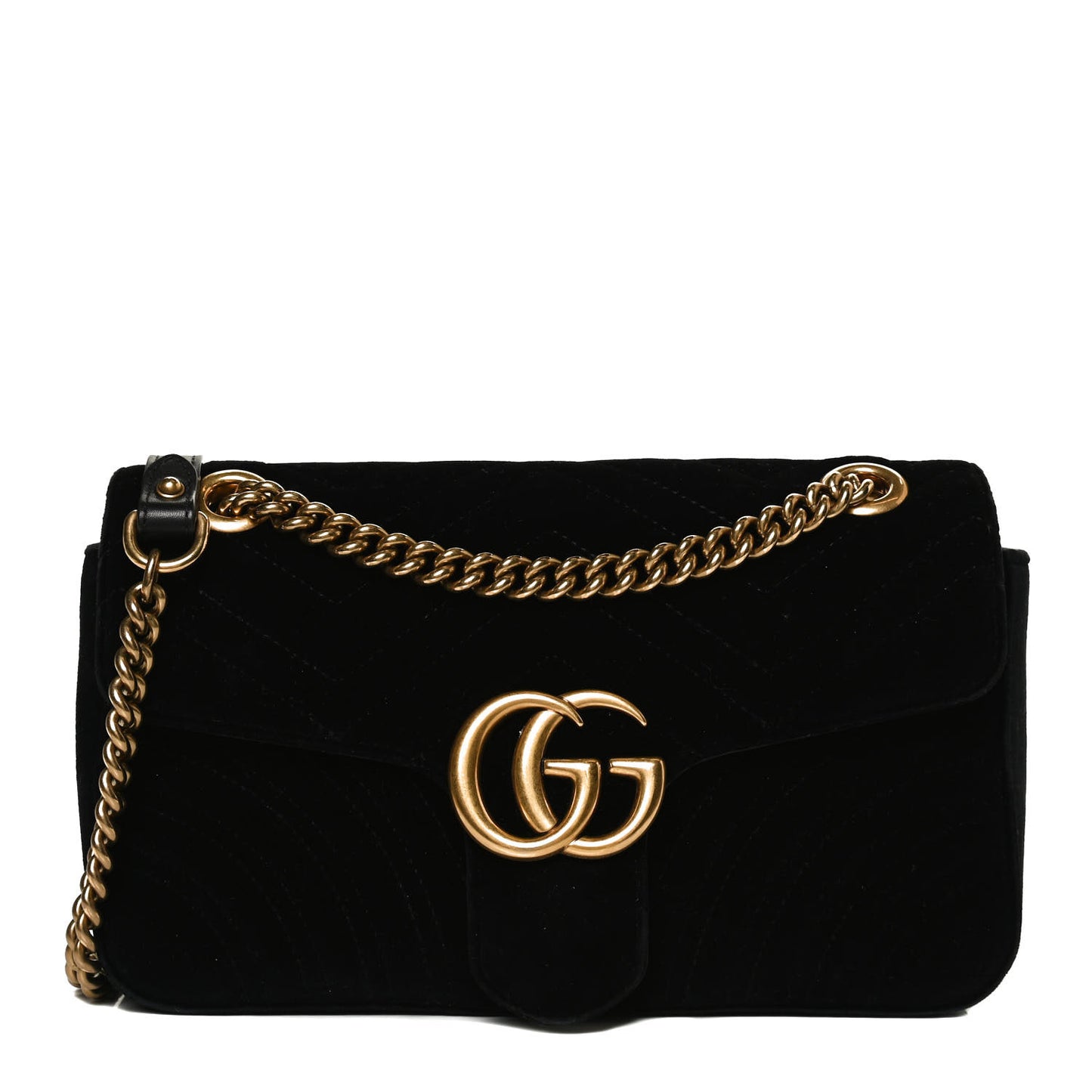 Velvet Matelasse Medium GG Marmont Shoulder Bag Black