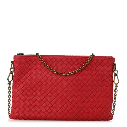 Bottega Veneta Nappa Intrecciato Biletto Chain Crossbody Red 1 of 11