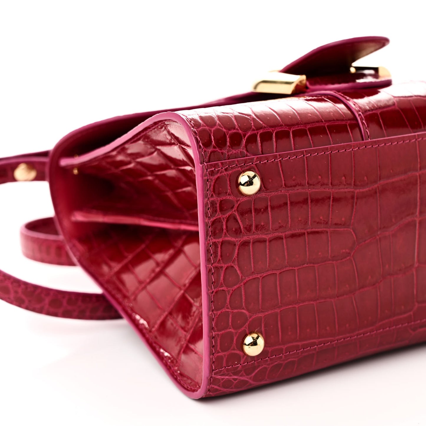 Crocodile Mini Brillant Satchel Pink