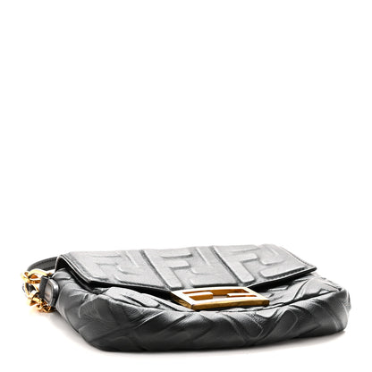Fendi Nappa FF 1974 Embossed Mini Baguette Black 4 of 10