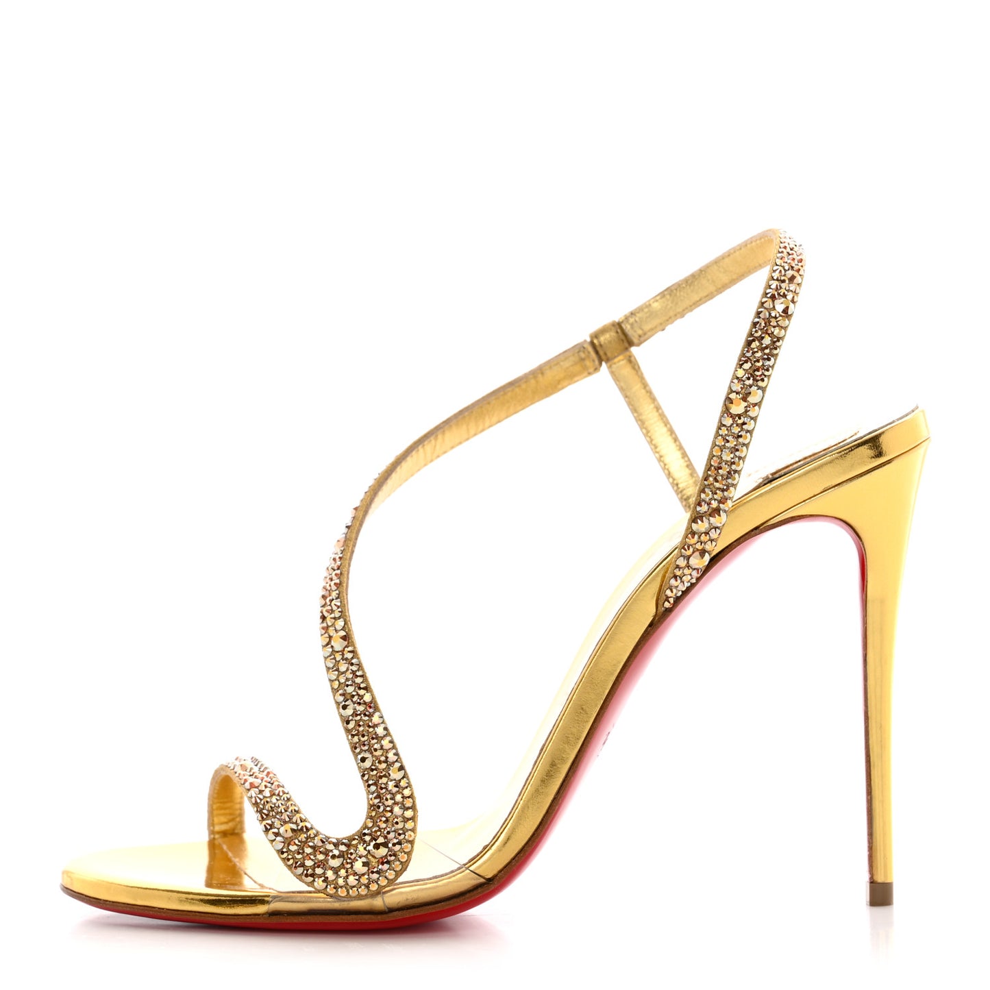 Metallic Nappa Embossed Crystal Rosalie 100 Sandals 38 Gold
