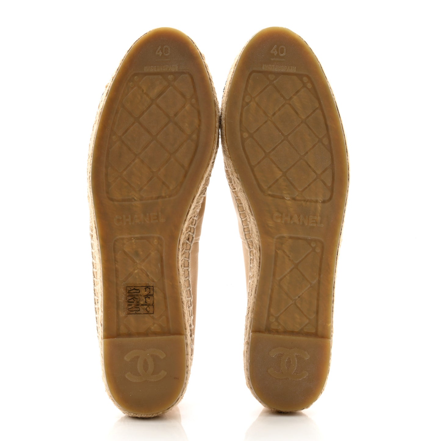Lambskin CC Espadrilles 40 Beige Black