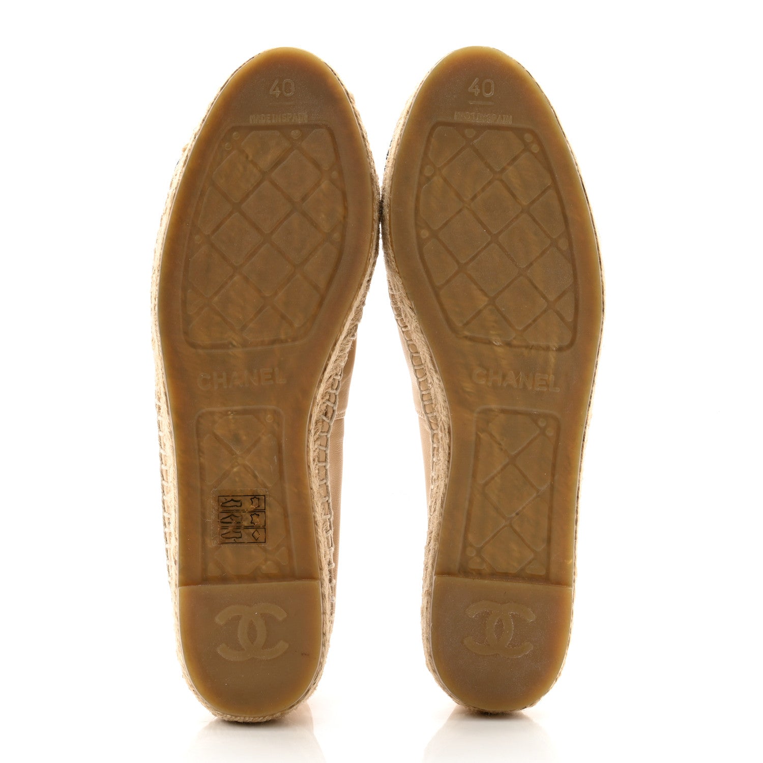 Chanel Lambskin CC Espadrilles 40 Beige Black 7 of 12