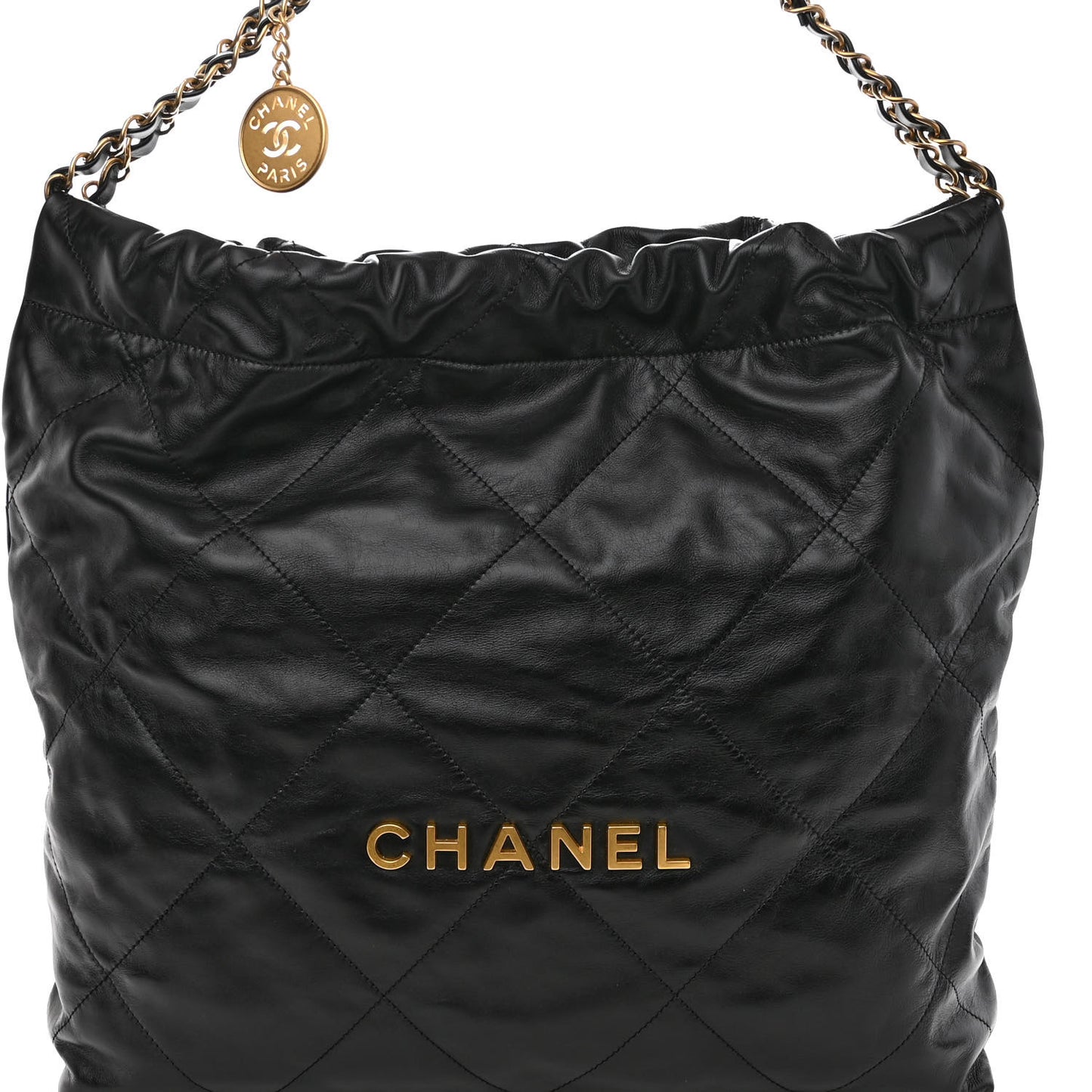 Shiny Calfskin Quilted Chanel 22 Black