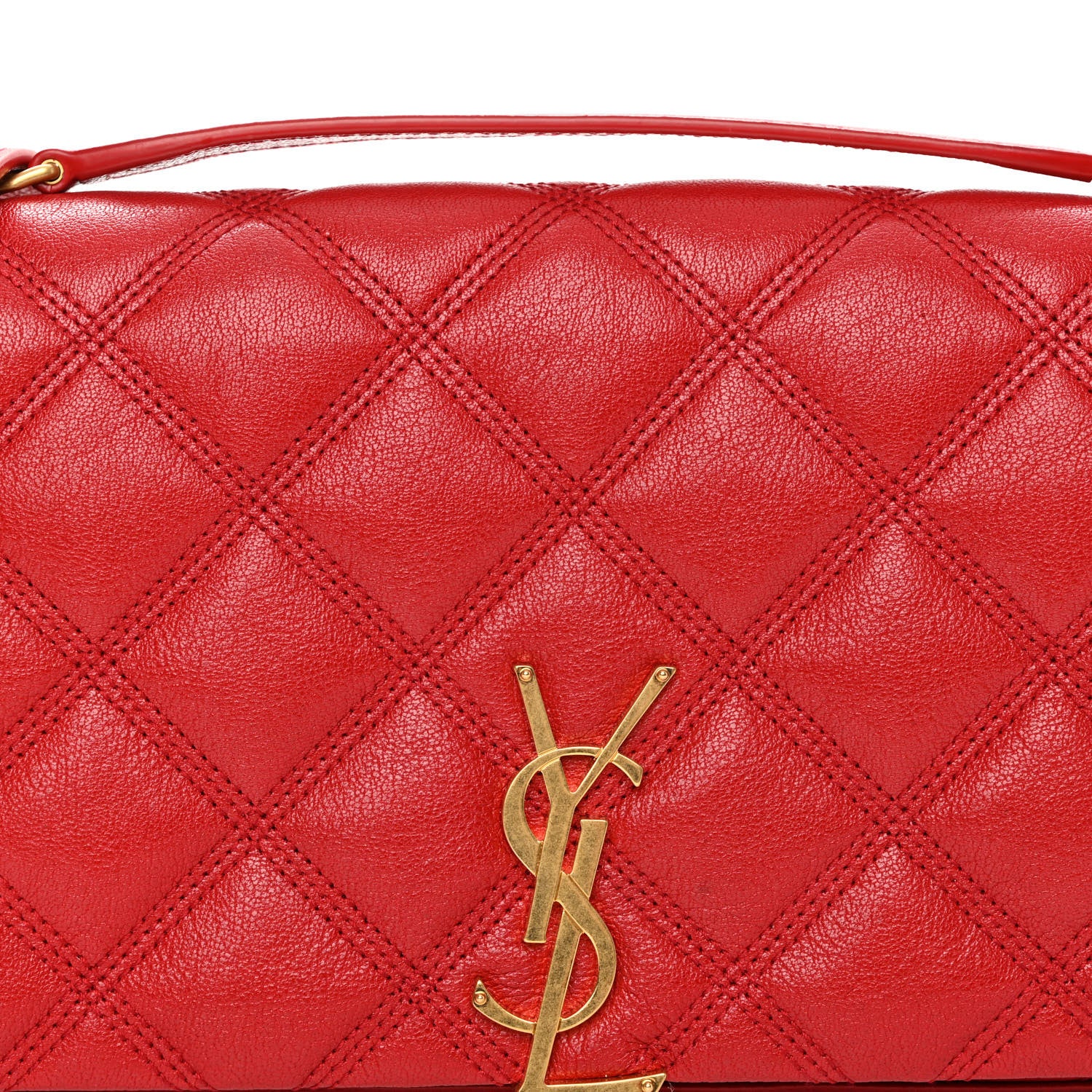 Saint Laurent Lambskin Diamond Quilted Becky Chain Wallet Rouge Eros 7 of 9