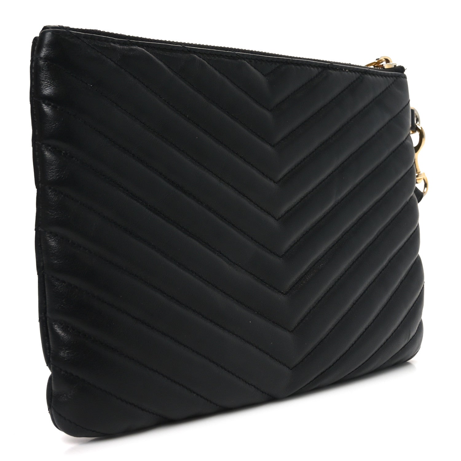 Saint Laurent Lambskin Matelasse Chevron Monogram A5 Wristlet Black 3 of 10