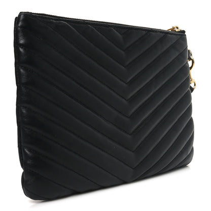 Saint Laurent Lambskin Matelasse Chevron Monogram A5 Wristlet Black 3 of 10