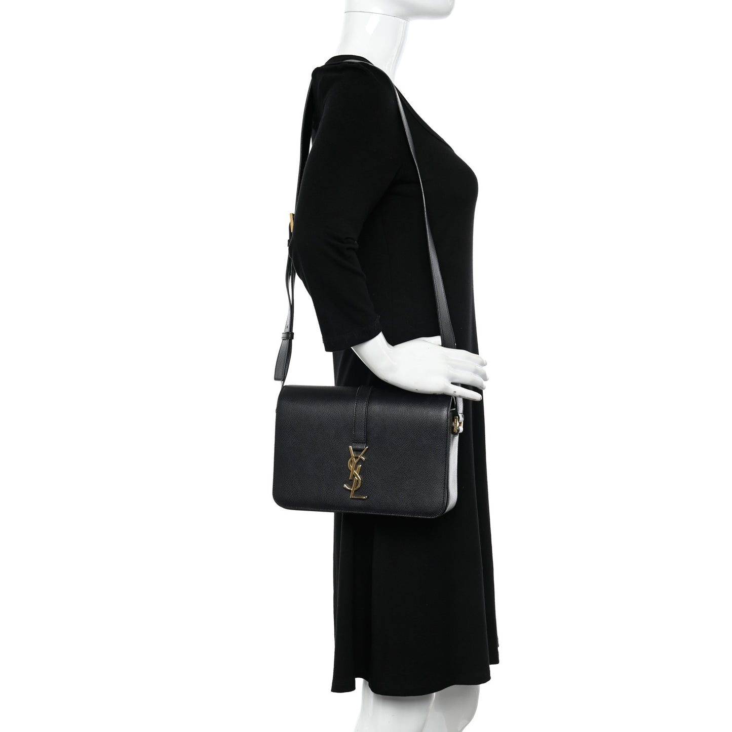 Textured Calfskin Medium Classic Monogram Universite Bag Black