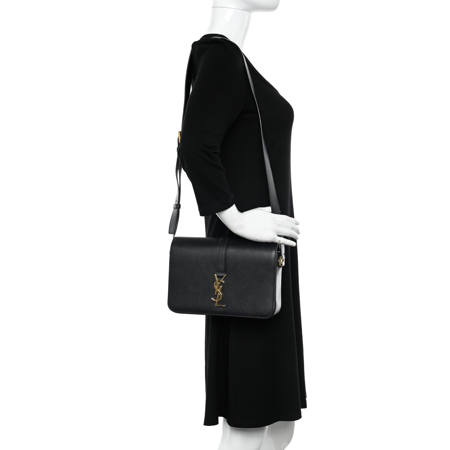 Saint Laurent Textured Calfskin Medium Classic Monogram Universite Bag Black 2 of 12